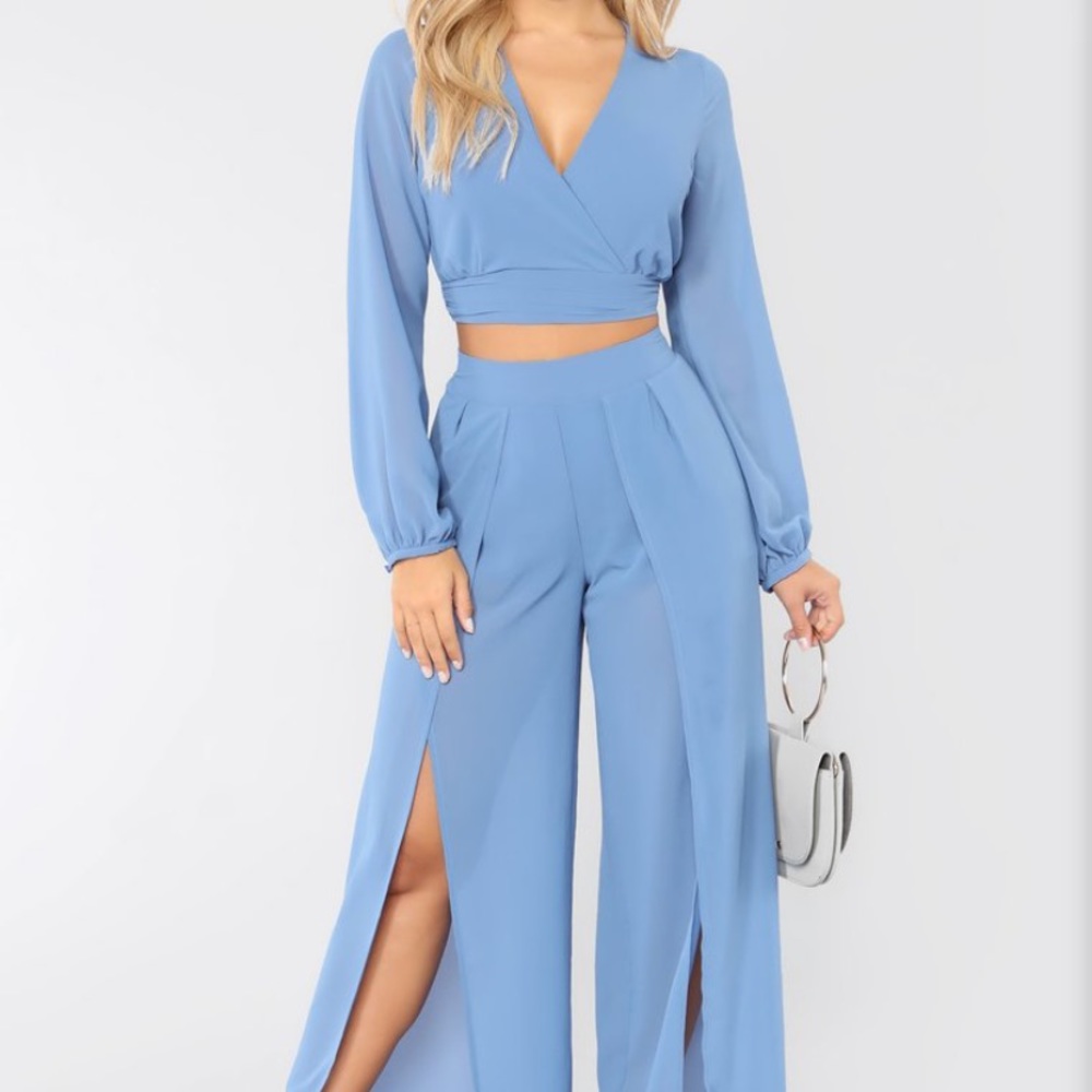 Comfort pant set denim blue